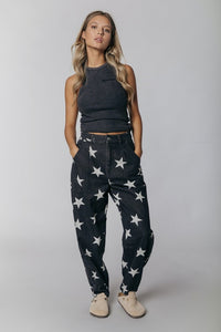 COLOURFUL REBEL Julia Acid Wash Star Momfit Pants | Grey