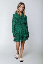 COLOURFUL REBEL Liquid Paint Mini Green Shirt Dress