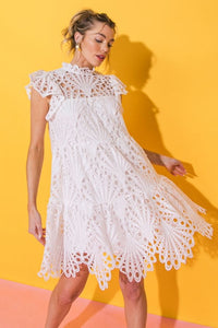 FLYING TOMATO A Lace Mini Off White Dress - ID19555