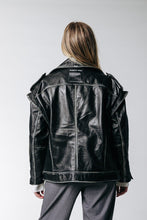 COLOURFUL REBEL Sage Leather Biker Jacket (BLACK DISTRESSED)