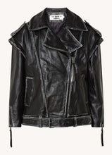 COLOURFUL REBEL Sage Leather Biker Jacket (BLACK DISTRESSED)