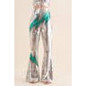 BLUE B 61199P SEQUIN FLARE THUNDERBOLT PRINT PANTS {SILVER}