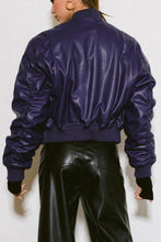 VIBRANT M.i.U Vegan Leather Bomber Jacket [PURPLE)