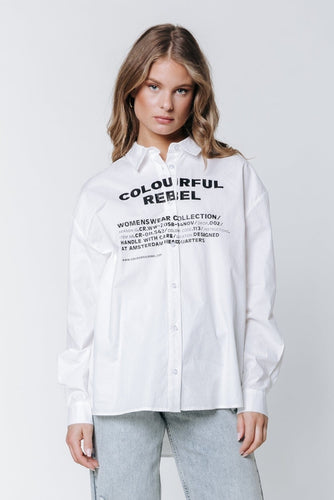 COLOURFUL REBEL Cece Print Oversized White Shirt