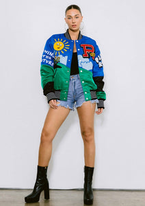 VIBRANT M.i.U Unisex Varsity Jacket (ROYAL)