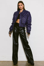 VIBRANT M.i.U Vegan Leather Bomber Jacket [PURPLE)