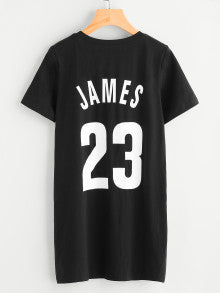 Varsity Print Vented Hem Tee Dress