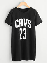 Varsity Print Vented Hem Tee Dress