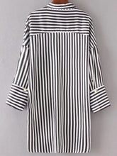 Vertical Striped High Low Shirt Dress