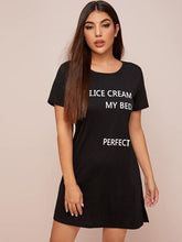 Letter Graphic Short Sleeve Night Dress