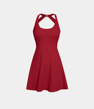 HALARA BACKLESS CUT OUT TWISTED SIDE POCKET 2-in-1 BARRE BALLET DANCE DRESS {ROCCO RED)