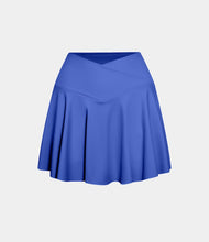 HALARA Cloudful™ AIR COMFY HIGH WAISTED CROSSOVER 2-IN-1 SIDE POCKET FLARE TENNIS SKIRT (DAZZLING BLUE)