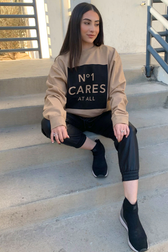 LATC CREWNECK - No One Cares (Tan)