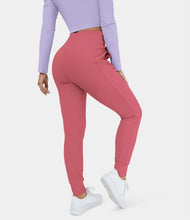 HALARA Patitoff™ FLOW PET HAIR RESISTANT HIGH WAISTED DRAWSTRING SIDE POCKET PLAIN FULL LENGTH JOGGERS (DESSERT ROSE)