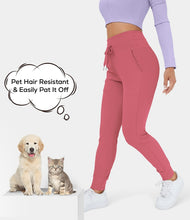 HALARA Patitoff™ FLOW PET HAIR RESISTANT HIGH WAISTED DRAWSTRING SIDE POCKET PLAIN FULL LENGTH JOGGERS (DESSERT ROSE)