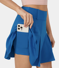 HALARA HIGH WAISTED 2-IN-1 POCKET A LINE PLEATED GOLF SKIRT-GOLF TEE POCKET (VICTORIA BLUE)