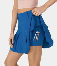 HALARA HIGH WAISTED 2-IN-1 POCKET A LINE PLEATED GOLF SKIRT-GOLF TEE POCKET (VICTORIA BLUE)