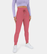 HALARA Patitoff™ FLOW PET HAIR RESISTANT HIGH WAISTED DRAWSTRING SIDE POCKET PLAIN FULL LENGTH JOGGERS (DESSERT ROSE)