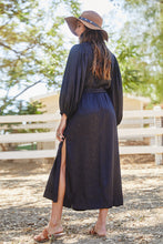 BUCKETLIST KIMONO WRAP LONG DRESS ( BLACK)