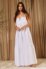 BUCKETLIST V NECK STRAPPY TIERED MAXI DRESS (OFF WHITE & TAN)