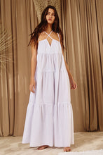 BUCKETLIST V NECK STRAPPY TIERED MAXI DRESS (OFF WHITE & TAN)