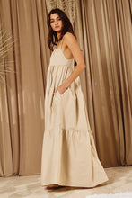 BUCKETLIST V NECK STRAPPY TIERED MAXI DRESS (OFF WHITE & TAN)