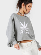 Heather Grey Graphic Print Asymmetric Off The Shoulder Sweatshirt