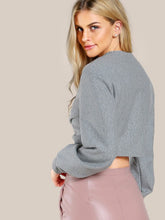 Twist Front Heather Knit Sweatshirt