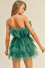 KLESIS TULLE HALTER SHORT LAYERED DRESS (EMERALD)