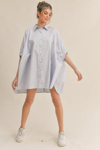 KLESIS OVERSIZED SHIRT DRESS (BLACK, SKY BLUE & WHITE)