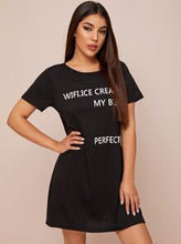 Letter Graphic Short Sleeve Night Dress