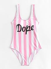 Dope Block Striped Low Back Swimsuit