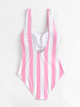 Dope Block Striped Low Back Swimsuit