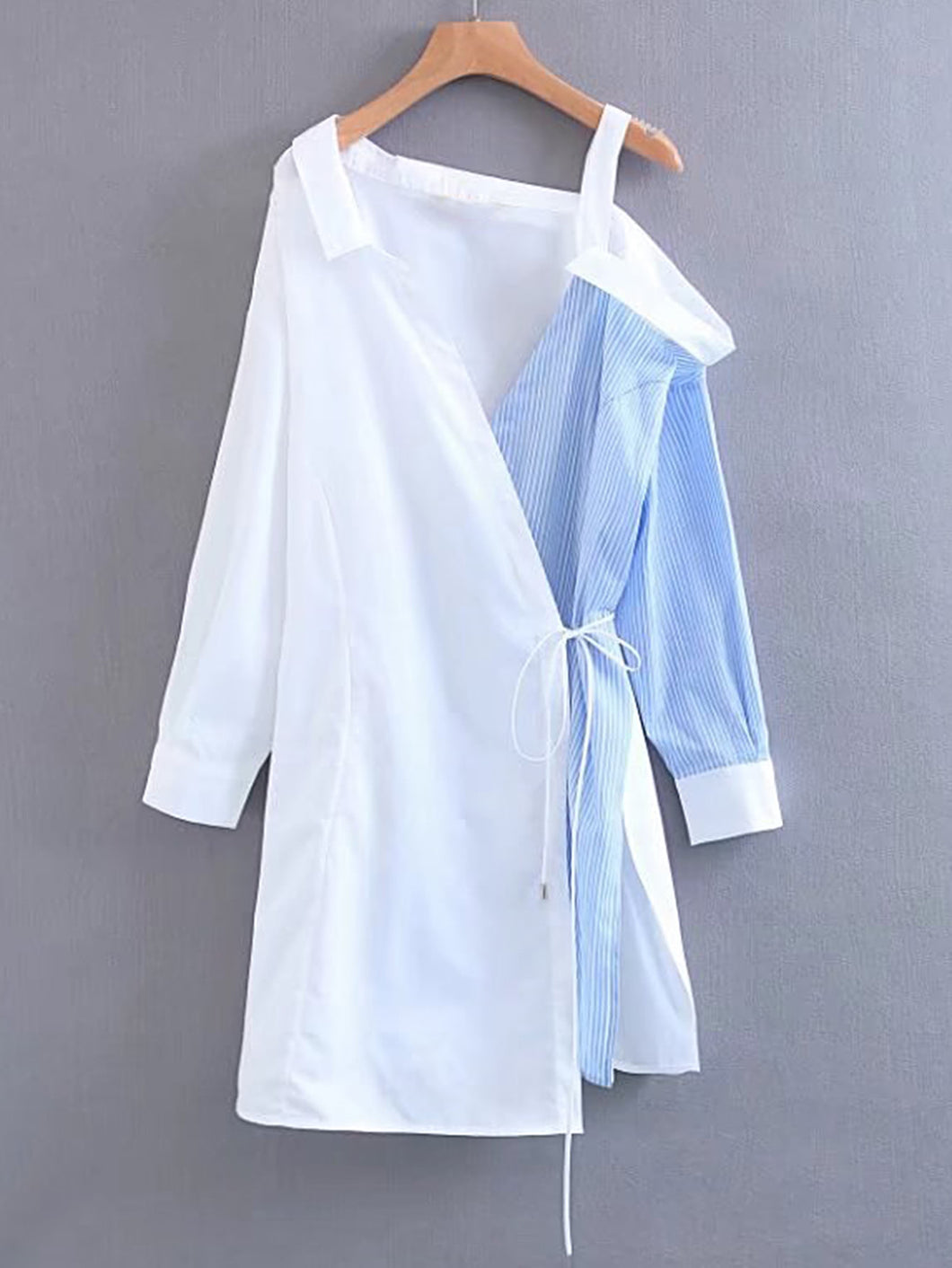 Contrast Cold Shoulder Shirt Dress