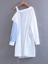 Contrast Cold Shoulder Shirt Dress
