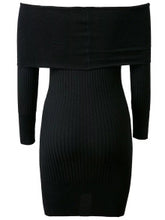 Black Ribbed Off The Shoulder Knit Bodycon Dress
