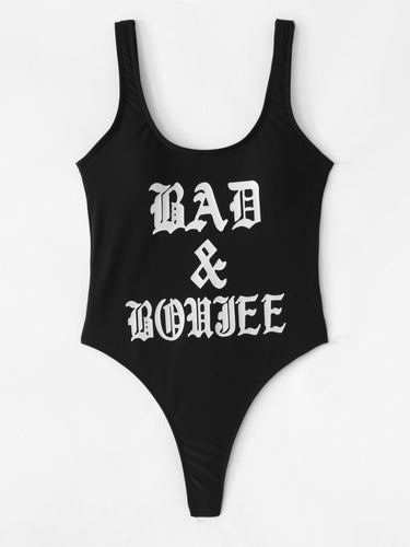 Bad & Bougee Letter Print Swimsuit