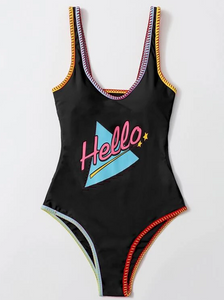 Letter Graphic One Piece Swimsuit