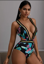 Tropical Knot Back One Piece Swimsuit