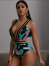 Tropical Knot Back One Piece Swimsuit