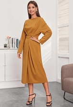 Drop Shoulder Fold Wrap Belted Dress