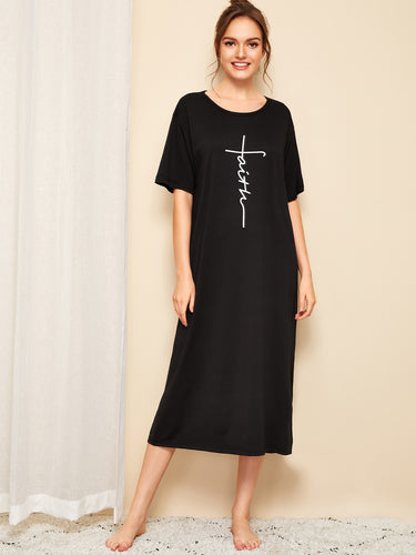 LETTER PRINT NIGHT DRESS