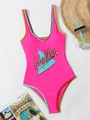 Letter Graphic One Piece Swimsuit