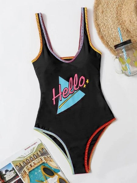 Letter Graphic One Piece Swimsuit