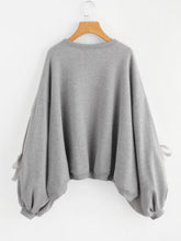Eyelet Bow Tie Sweatshirt