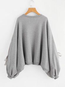 Eyelet Bow Tie Sweatshirt