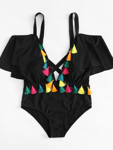 Criss Cross Tassel Swimsuit