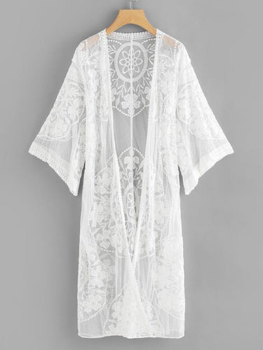 Lace Sheer Mesh Kimono