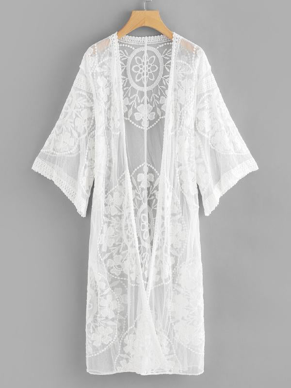 Lace Sheer Mesh Kimono