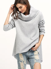 Cowl Neck Dip Hem Loose Sweatshirt